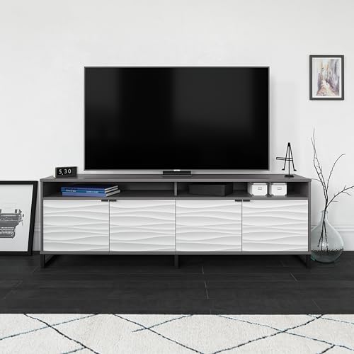 Ameriwood Home Monterey 1 Door / 3 Drawer Accent Cabinet, Faux Wave/Graphite