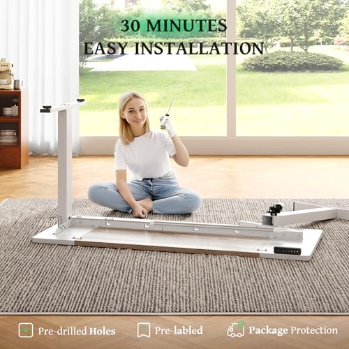 SIAGO Electric Standing Desk Adjustable - 48 x 24 Inch Sit Stand up Desk with Cable Management - 3 Memory Preset Adjustable Height Table