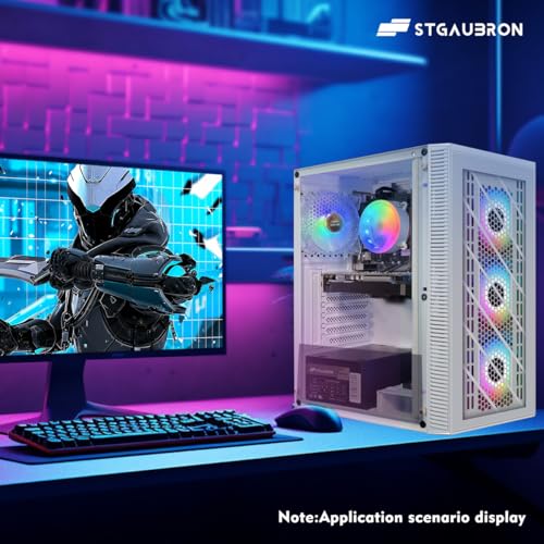 STGAubron Gaming PC Desktop Computer, Intel Core I7 up to 3.9 GHz, Radeon RX 580 8G, 16G RAM, 512G SSD, WiFi, Bluetooth 5.0, RGB Fan x6, RGB BT Sound Bar, Windows 10 Home