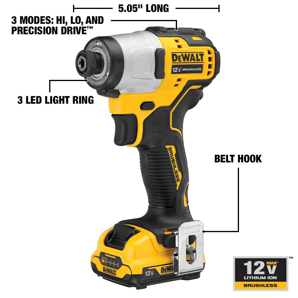 DeWalt DCK221F2 XTREME 12V MAX Brushless Cordless Drill & Impact Driver Combo Kit