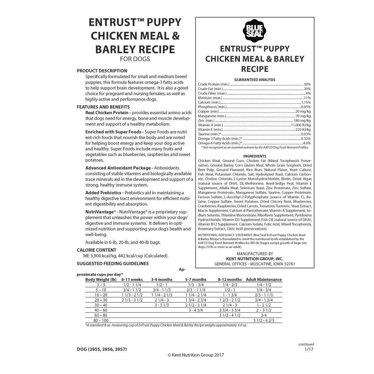EnTrust Puppy Chicken Meal &amp; Barley Recipe - Pet Supplies online store