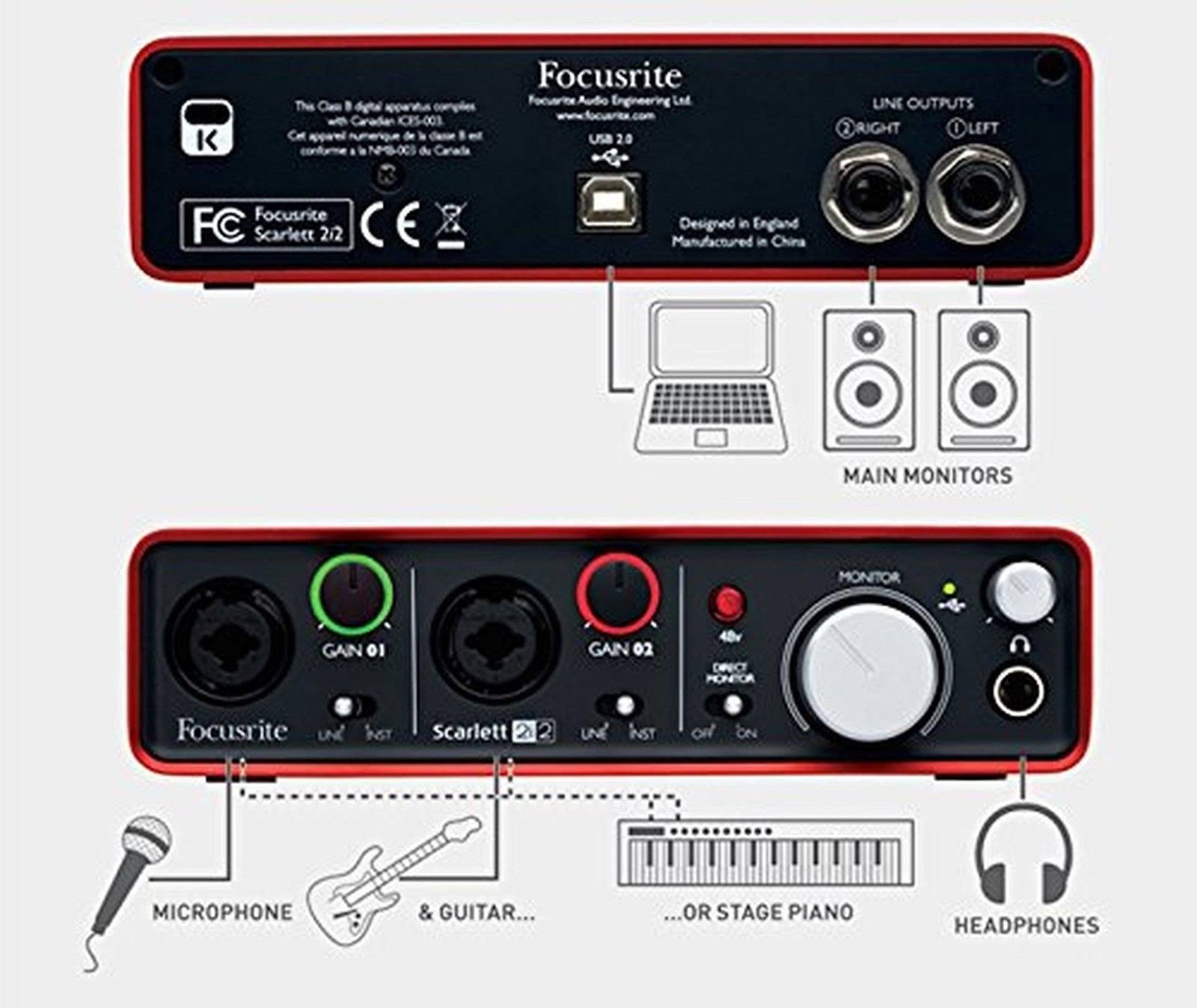Focusrite Scarlett 2i2 USB Recording Audio Interface