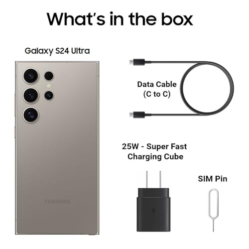 SAMSUNG Galaxy S24 Ultra Cell Phone, 512GB AI Smartphone, Unlocked Android, 200MP, 100x Zoom Cameras, Long Battery Life, S Pen, Global Version, 2024 - Titanium Gray