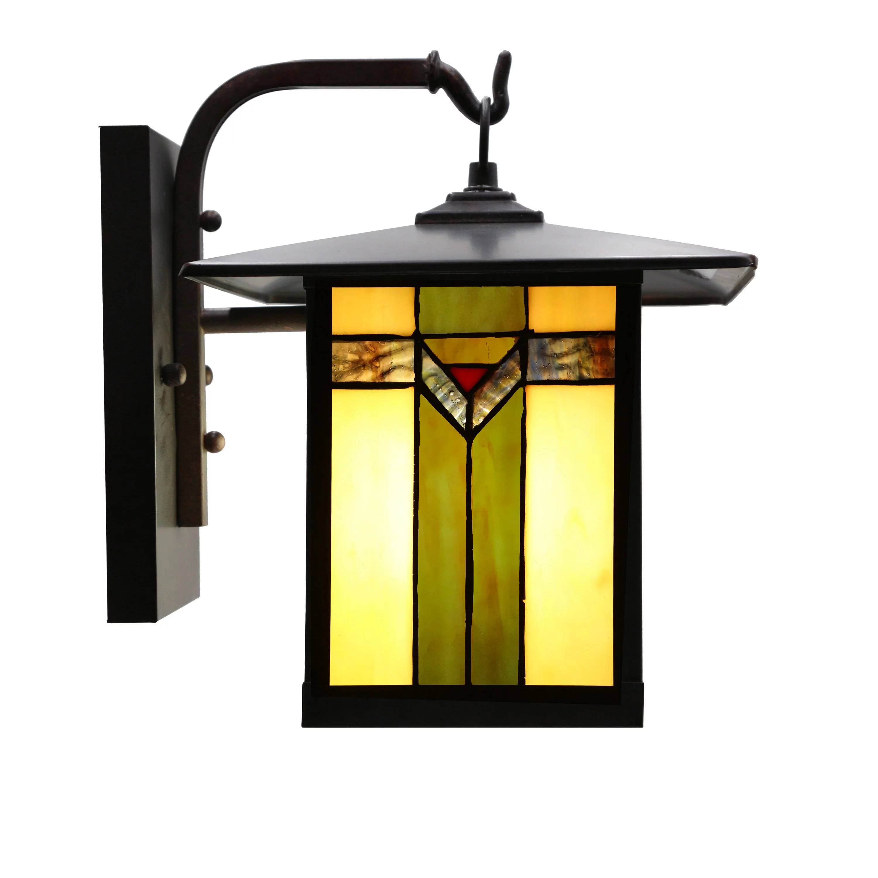 River of Goods Southwest 1-Light Bronzed Outdoor Stained Glass Wall Sconce