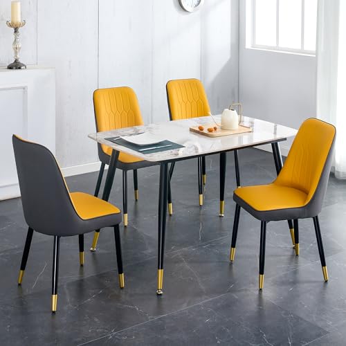 Marble Sintered Stone Dining Table, 50" Oval White Dining Table with Sintered Stone Table Top and Metal Legs, Faux Marble Kitchen Table for 4 People, Fade and Scratch Resistant, Table Only