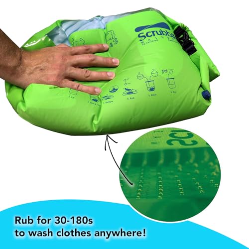 Scrubba Wash Bag Portable Washing Machine - Lightweight Manual Washing Machine for Travel, Camping, Laundry, Baby Clothes - Travel Essentials, Gift - use with Laundry Detergent/Sheets - 5.3 oz.