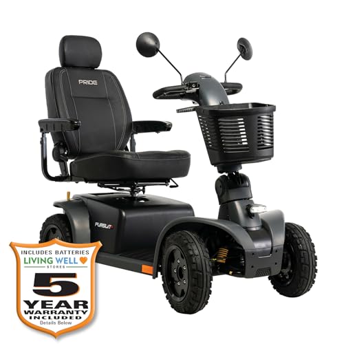 Pride Pursuit 2, Outdoor Mobility Scooter, 400 lbs. Weight Capacity, with 5-Year Extended Warr (Orange, 18″ × 18″ – 20″ Seat, 50 Ah Battery)