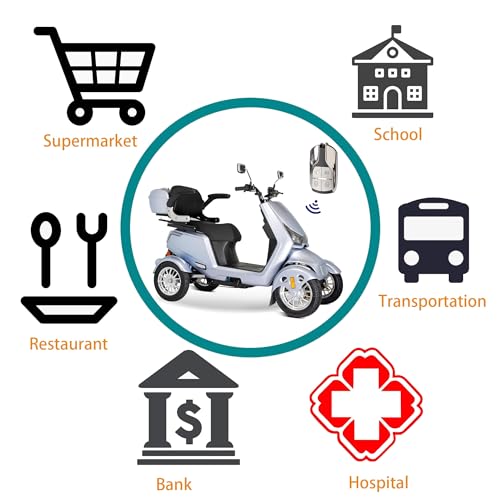 Mobility Scooters for Seniors & Adults, Heavy Duty 4-Wheel 3 Speed Medical Electric Powered Device 800W All Terrain, Elderly w/Rear Lockbox & Adjustable Seat (Type 3)