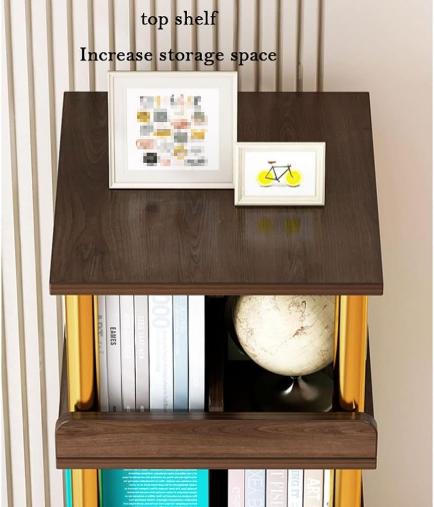 Flexible Bookcases 360° Rotating Bookshelf Wooden Square Standing Bookcase Space Saving Simple Bookshelves Living Room Book Rack Perfect Furniture