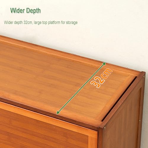 Shoe Storage Cabinet Bamboo Shoe Organizer with Flip doorFreestanding Slim Narrow Shoe Rack Cabinet Space Saving for Closet Hallway Bedroom Entryway,A-60 * 32 * 73cm