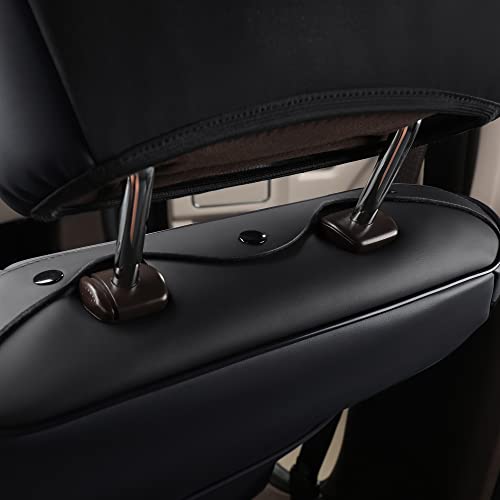 Silverado Seat Covers Front & Rear Fit for Chevy Silverado GMC Sierra Pickup 1500 2014-2018, 2500HD 3500HD 2015-2019 Crew Double Extended Cab Leather Seat Cushion Cover (Full Set/Black)