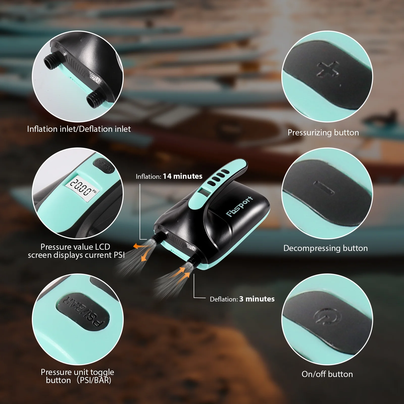 Fbsport Inflatable Elextric Paddle Board, Stand UP Paddleboard 11' Length with Electric Pump SUP Accessories