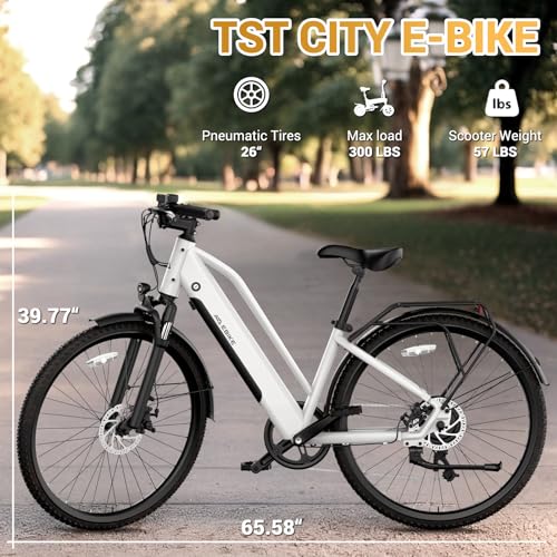 Electric Bike for Adults,Electric Bicycle 23MPH,26" Tire,Peak 500W Motor,Range 40 Miles,7-Speed,Commuter Electric Bike with 360Wh Removable Battery,LCD Display,Suspension Fork