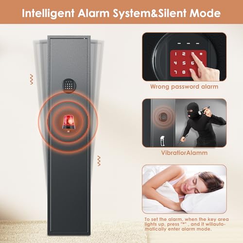 1-3 Gun Safe,Rifle Safe,Gun Safe for Shotguns,Large Gun Safe for Home Rifle and Pistols,Long Gun Cabinets with Digital Keypad/Removable Shelf for Rifles Shotgun-10" x10" x 54"