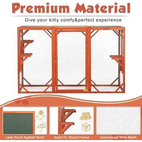 Cozivvovv Outdoor Cat Enclosures Wooden Catio Outdoor Cat Enclosure Weatherproof - Pet Supplies online store