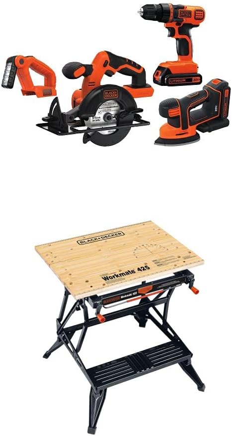 BLACK+DECKER 20V MAX* POWERCONNECT Cordless 4-Tool Combo Kit (​​BD4KITCDCMSL)