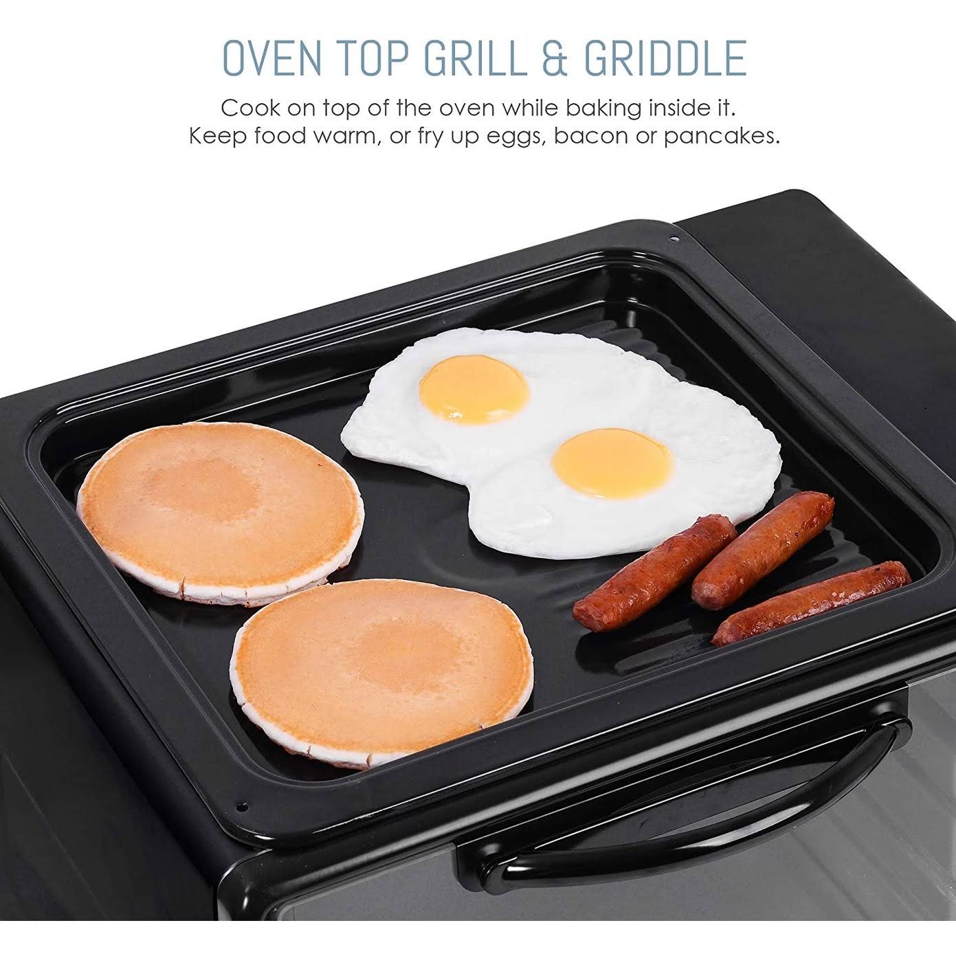 Elite Countertop Toaster Oven with Top Grill u0026 Griddle Rotisserie, Black