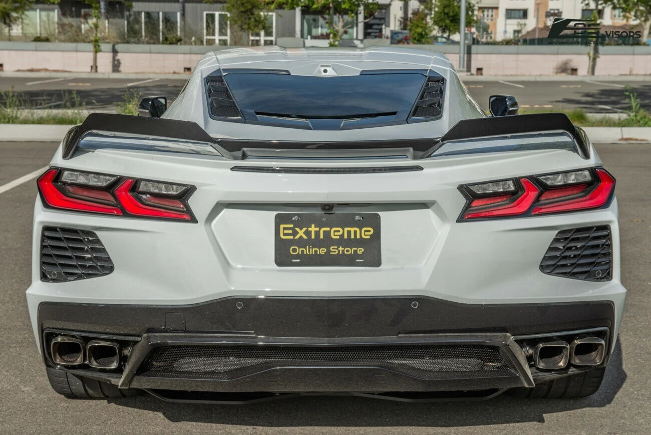 Replacement For 2020-Present Chevrolet Corvette C8 Models | Z51 Style Rear Trunk Lid Wing Spoiler Add-On Wickers Pair (ABS Plastic - Painted Carbon Flash Metallic)