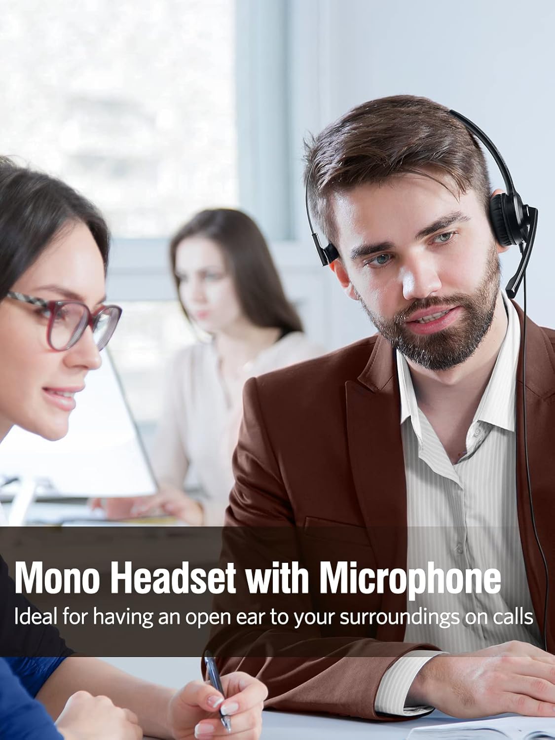 Phone Headsets with Microphone Noise Cancelling, Single-Sided USB Headset with Inline Volume Control & Mute, 2.5mm Telephone Headset for Polycom Panasonic AT&T Vtech Uniden Office Cordless Phones
