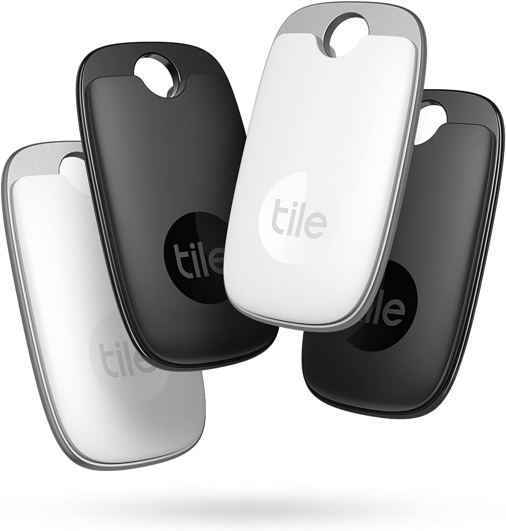 Tile Pro (2022) 2-Pack (Black/White). Powerful Bluetooth Tracker, Keys Finder and Item Locator for Keys, Bags, and More; Up to 400 ft Range. Water-Resistant. Phone Finder. iOS and Android Compatible.