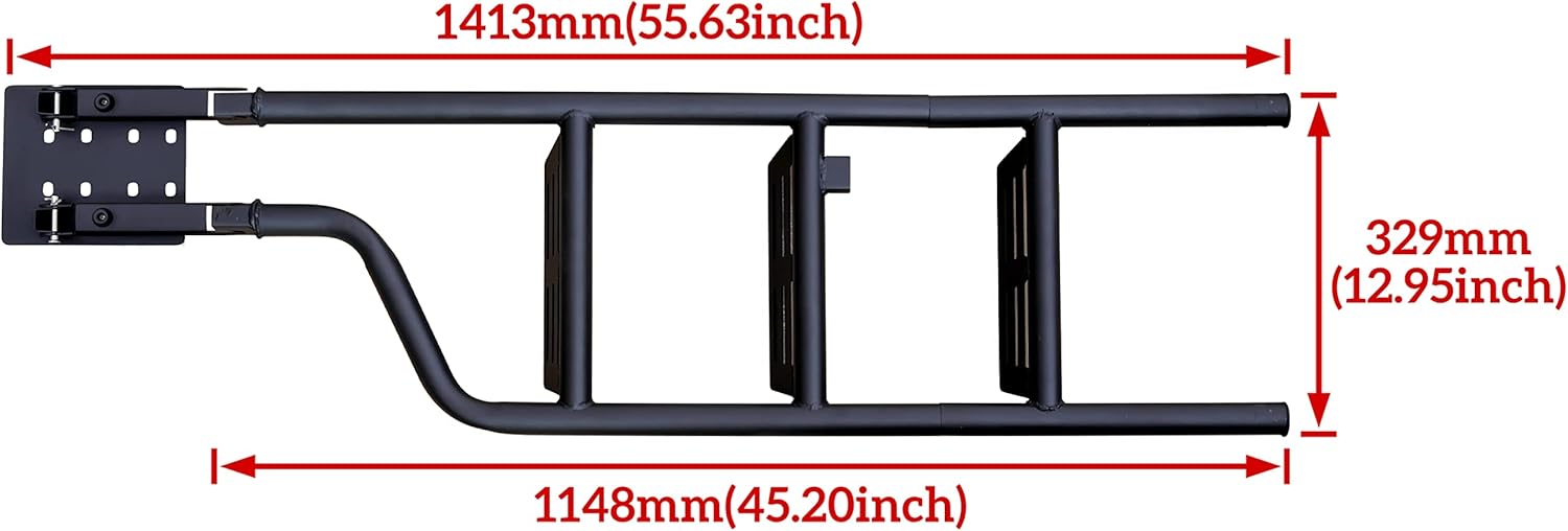 POKIAUTO Universal 42" Foldable Pickup Truck Tailgate Ladder, Heavy Duty Folding Tailgate Step Ladder with Lock Device Universal Fit for Pickup Truck (F150, RAM 1500 etc.) Accessories