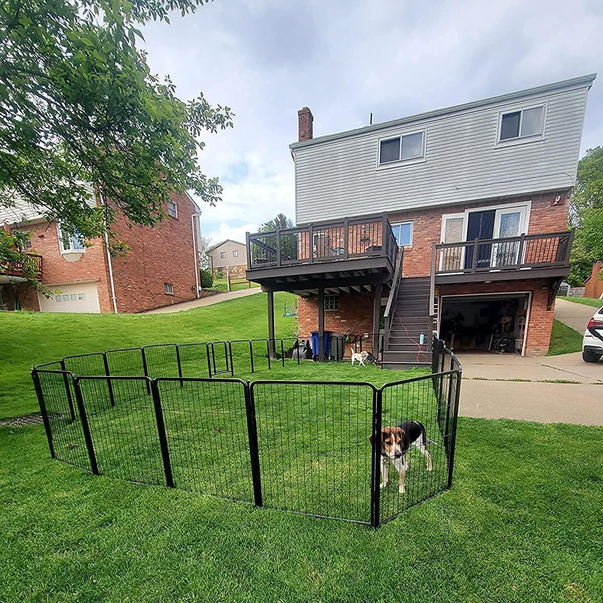 FXW Dog Playpen, 8/16/24/32 Panels Dog Pen Indoor Outdoor 32-Inch Height Puppy Playpen Pet Fence Gate with Doors for Large/Medium/Small Dogs, Exercise Pen for Yard,Camping, RV