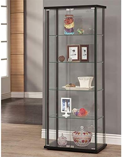 Home Square 2 Piece 5 Shelf Glass Curio Cabinet Set in Black