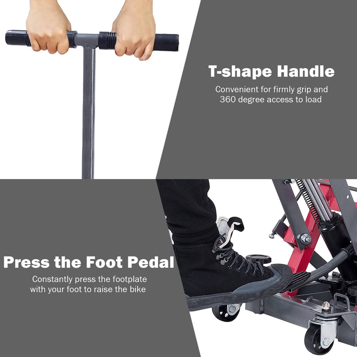Costway Motorcycle ATV Jack Lift Stand Quad Dirt Street Bike Hoist 1500 lbs Black\Red