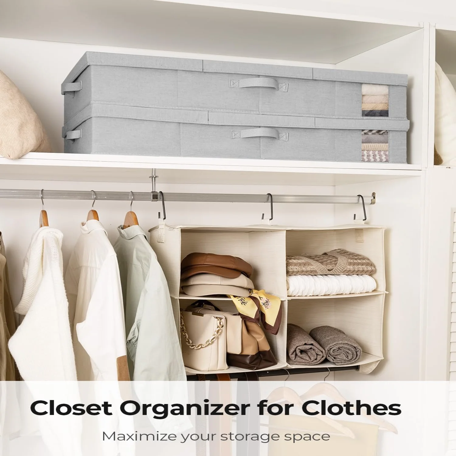 dxynlzq 2-Pack  Under Bed Storage Bins with Lids  Underbed Storage Containers with Handles and Label Holder  Closet Organizer for Clothes  Blankets  Sweater
