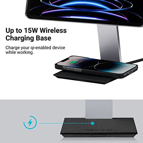 PITAKA Magnetic Wireless Charging Stand Holder Only for MagEZ Case Pro for iPad Pro/iPad mini 6 [MagEZ Charging Stand] Adjustable iPad Stand with 15W Wireless Charging Base for Smartphone