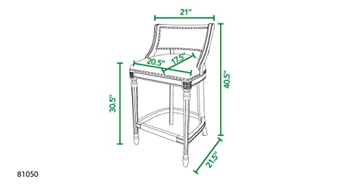 Jennifer Taylor Home Paris 26.5” Farmhouse Counter Height Bar Stool with Backrest, Dark Heathered Grey Linen