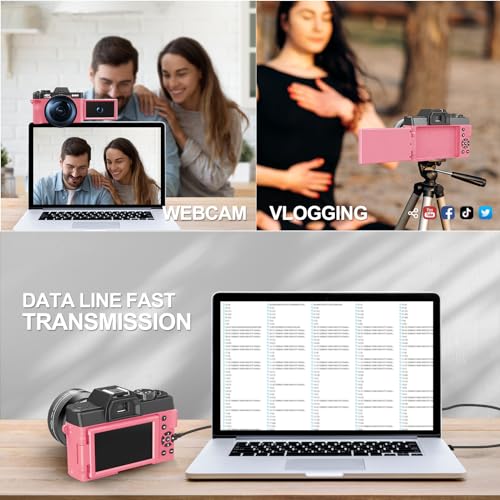 48MP Digital Cameras for Photography with WiFi & App Control,4K Autofocus Vlogging Camera for YouTube with 16X Zoom, Anti-Shake, 32GB TF Card, Dual Batteries, 52mm Wide Angle & Macro Lens (S100 Black)