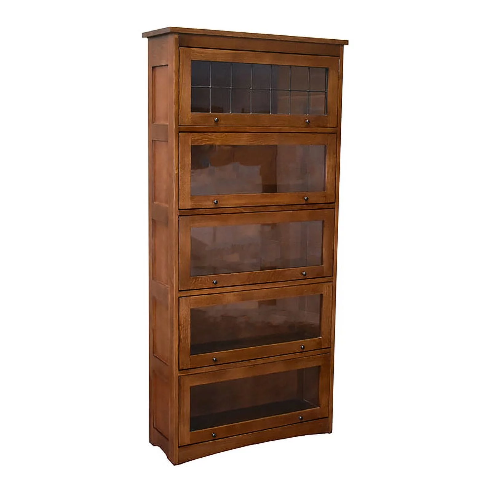 Crafters and Weavers Arts and Crafts 35.25" Wood Barrister Bookcase in Brown