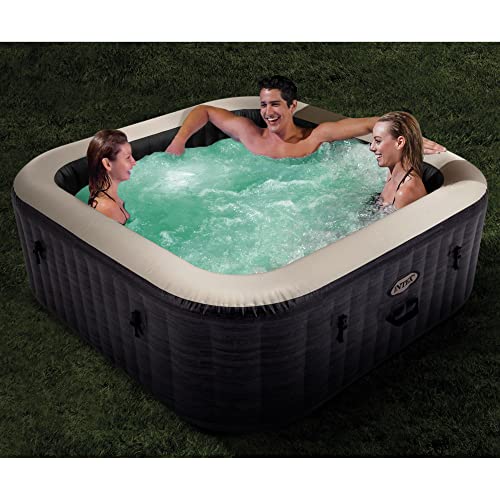 INTEX 28451EP PureSpa Greystone Deluxe Spa Set: Includes Energy Efficient Spa Cover and Wireless Control Panel – Spa Control App – Built-in FastFill Inflation System – 6 Person Capacity – 77" x 28"