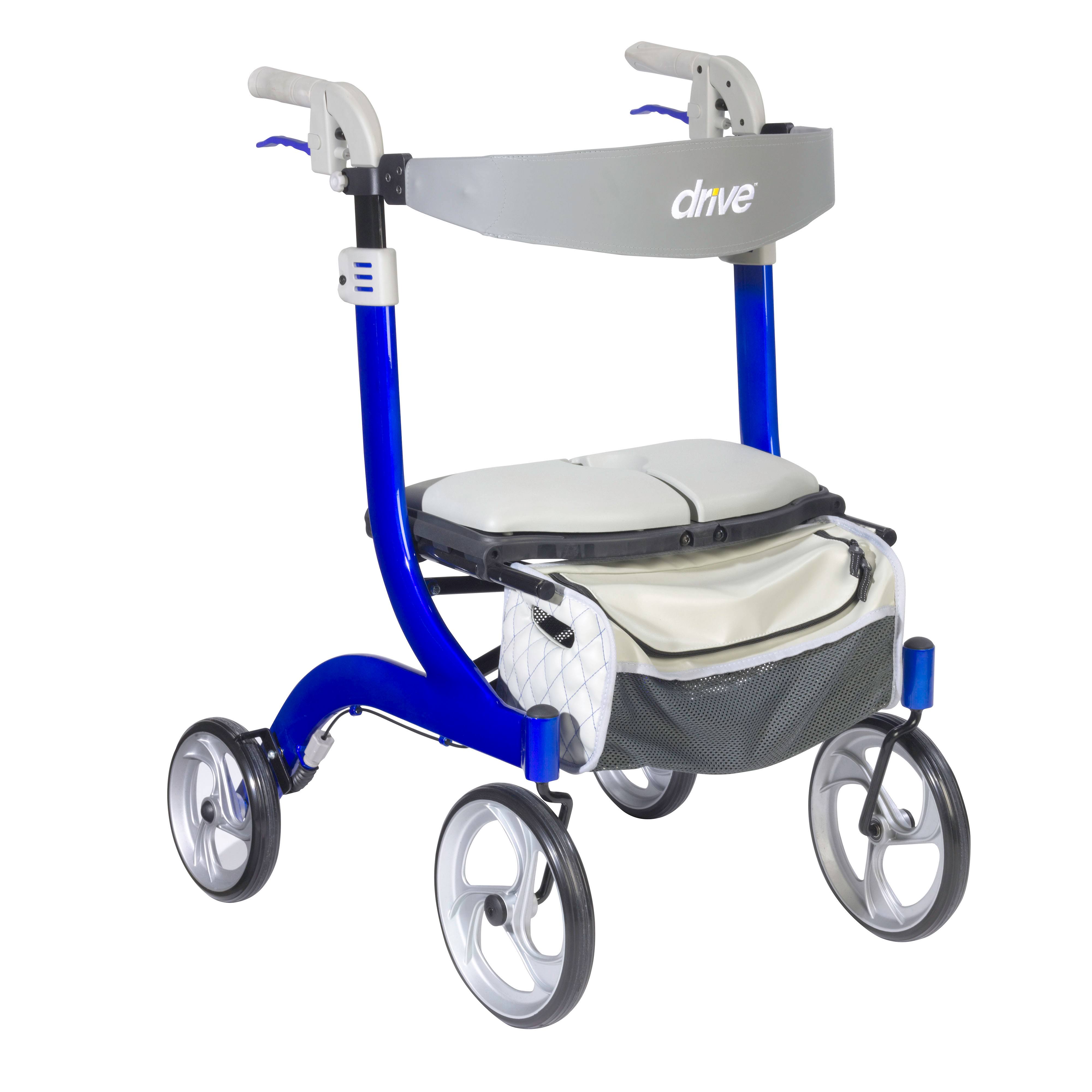 Drive Medical Nitro DLX Euro Style Rollator Rolling Walker, Sleek Blue