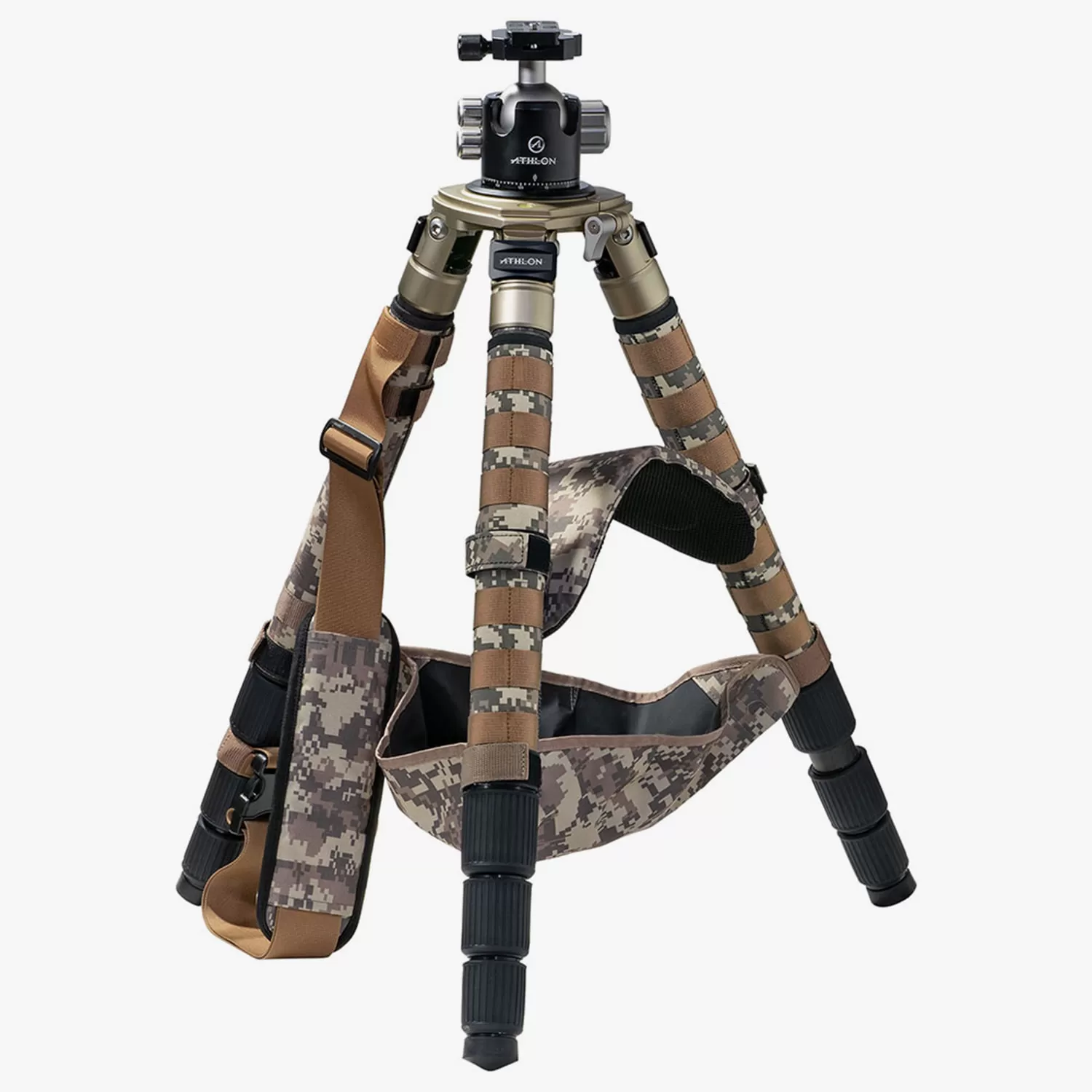 Athlon Optics Midas CF29 - Carbon Fiber Tripod (29mm tube), Ball Head (44mm), Soft sided carrying case, Accessories