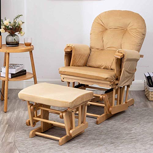 Paddie Glider Rocker Replacement Cushions Velvet with Storage, Rocking Chair Cushion Set with Ties, 5PCS, Royal Blue