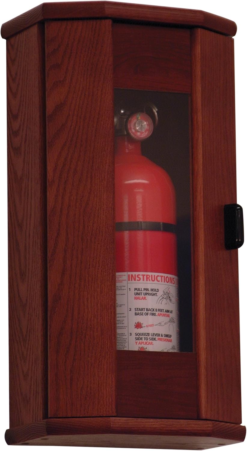 Wooden Mallet Fire Extinguisher Cabinet, 5-Pound, Mahogany/Engraved