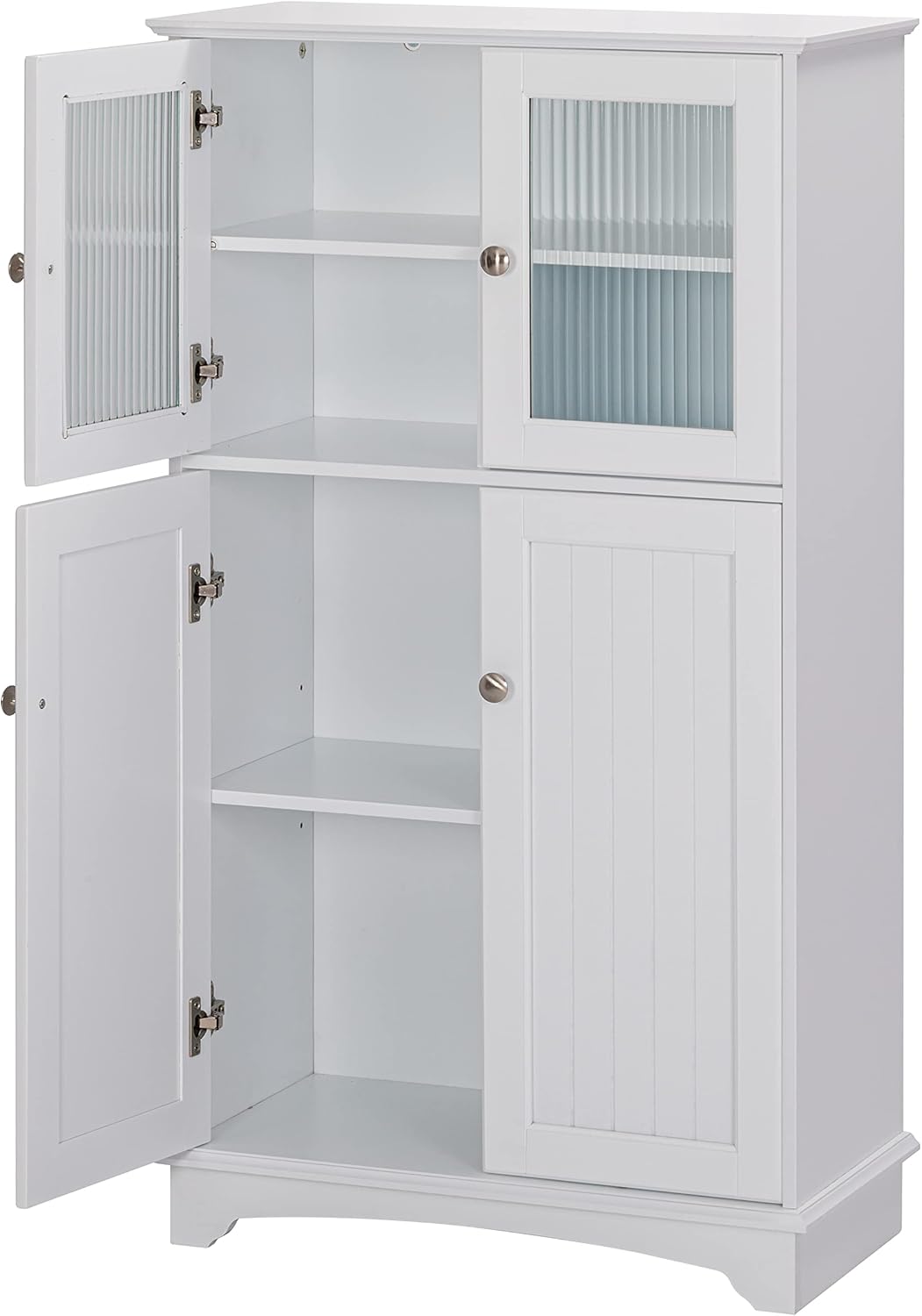 Spirich Bathroom Storage Cabinet, Wood Floor Cabinet, Free Standing Storage Organizer for Bathroom, Living room, White