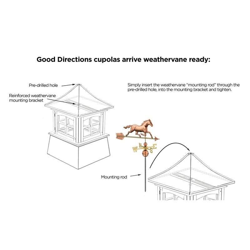 Good Directions Manchester 18 in. x 18 in. x 40 in. Square Vinyl Cupola with Rooster Weathervane