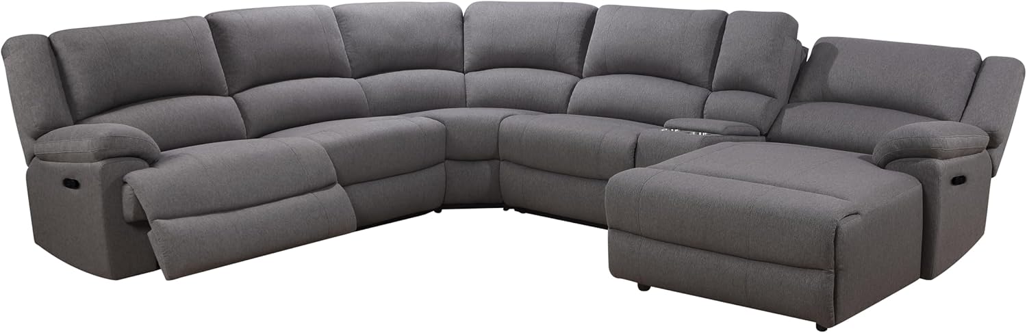 Abbyson Living Fletcher Stain-Resistant Fabric Reclining 6 Piece, Gray Sectional, Large