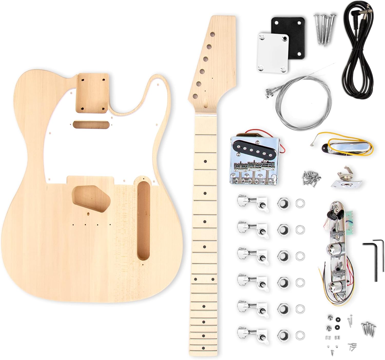 The FretWire TL Style DIY Electric Guitar Kit - DIY Build Your Own Guitar, Guitar Setup Kit, DIY guitar Kit for Beginners and Professionals (Ash TL Snakehead)