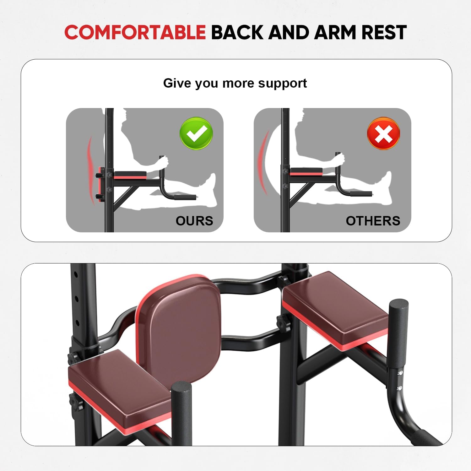 Pull Up Bar Station, Power Tower Dip Bar for Pull-up Push-up Multi-function Home Gym Strength Training Workout Equipment