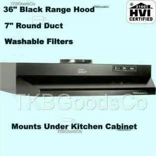 Broan Black Over The Stove Range Hood Ducted 36x22 Exhaust Fan Kitchen Under Cabinet New