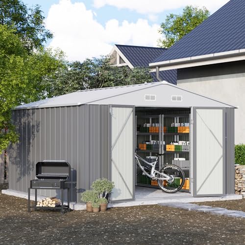 Patiowell 3 x 3 FT Outdoor Storage Shed,Small Garden Tool Storage Shed with Sloping Roof and Single Lockable Door, Outdoor Shed for Backyard Garden Patio Lawn, Grey