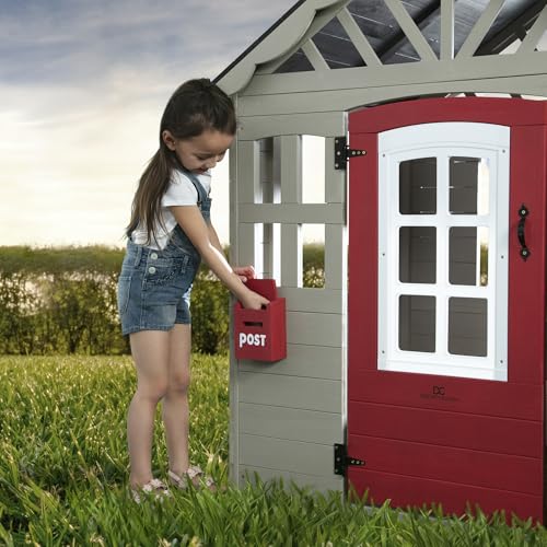 Delta Children MySize Deluxe Outdoor Playhouse with Play Sink with Running Water, Picnic Table & Mailbox – Premium Wooden Cedar Playhouse for Kids, Grey