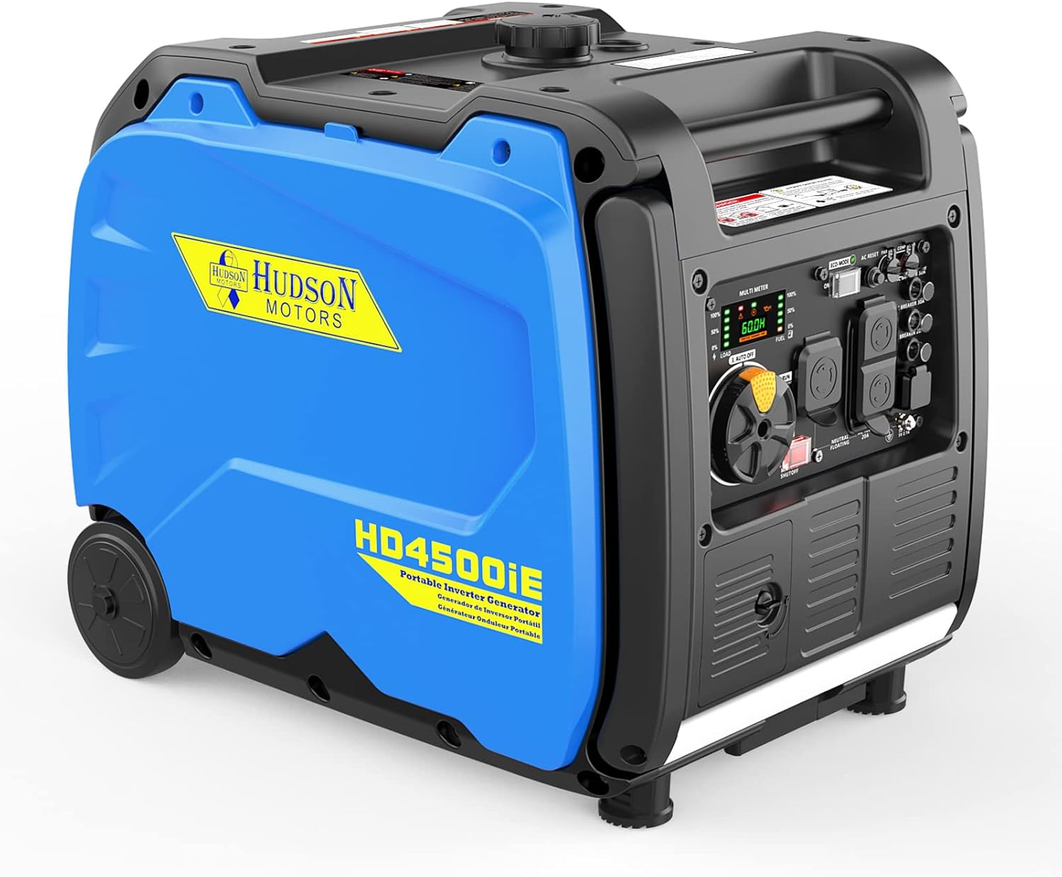 Hudson Motors 4500-Watt Super Quiet Portable Inverter Generator,with Electric Start & Fuel Shut Off & Eco-Mode Feature,EPA &CARB Compliant,Gas Powered Generators for Backup Home Use & Camping