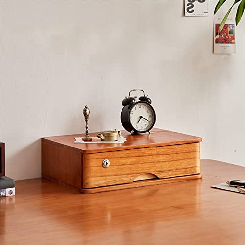 Solid Wood Storage Box - Desktop File Cabinet, with Lock Flat File Cabinet Storage, Desktop Drawer Cabinet, Wooden File Cabinet/Desktop Storage Cabinet/Data Cabinet, 1/2/