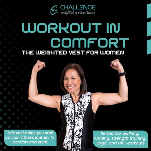 Challenge Weighted Workoutwear Weighted Vest for Women - 4 lb Body Weight Vest with Flexible Thin Weights - Removable Weights for Walking, Running, Cardio, Strength Training, Weight Loss
