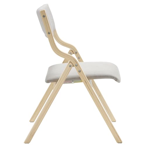 Wooden Padded Folding Chairs 2 Pack, Portable Folding Chairs with Cushions for Guests, Ideal for Kitchen Wedding Party Event